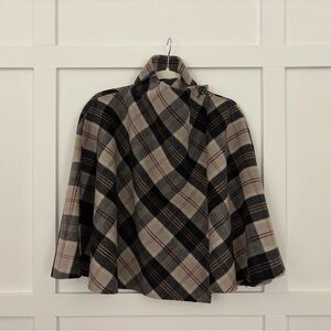 Zara Plaid Cape Jacket in Beige and Black